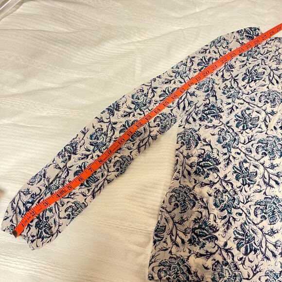 Aeropostale Floral Boho Tie Blouse Cream Navy - M - Picture 13 of 13